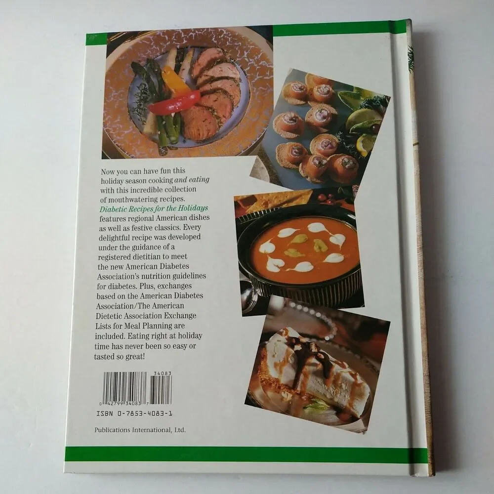 Diabetic Recipes For the Holidays Hardcover Cookbook Vtg 1998‎